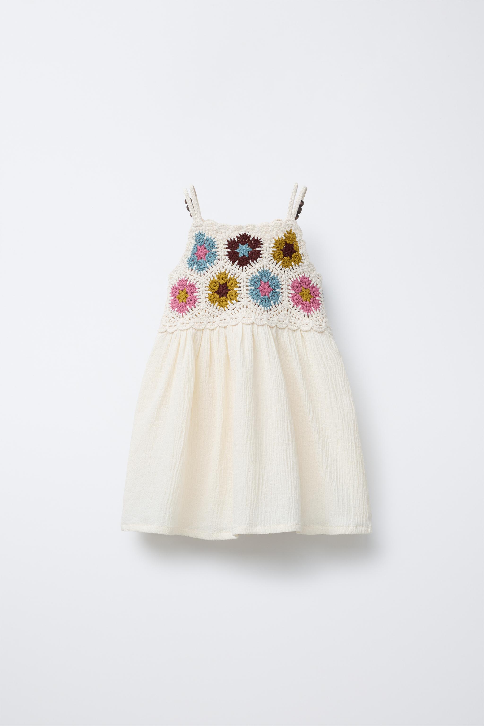 zara beaded crochet dress ZARA CROCHET KNIT DRESS LIMITED EDITION ECRU WHITE BEIGE S,M REF. 1957/005 NEW