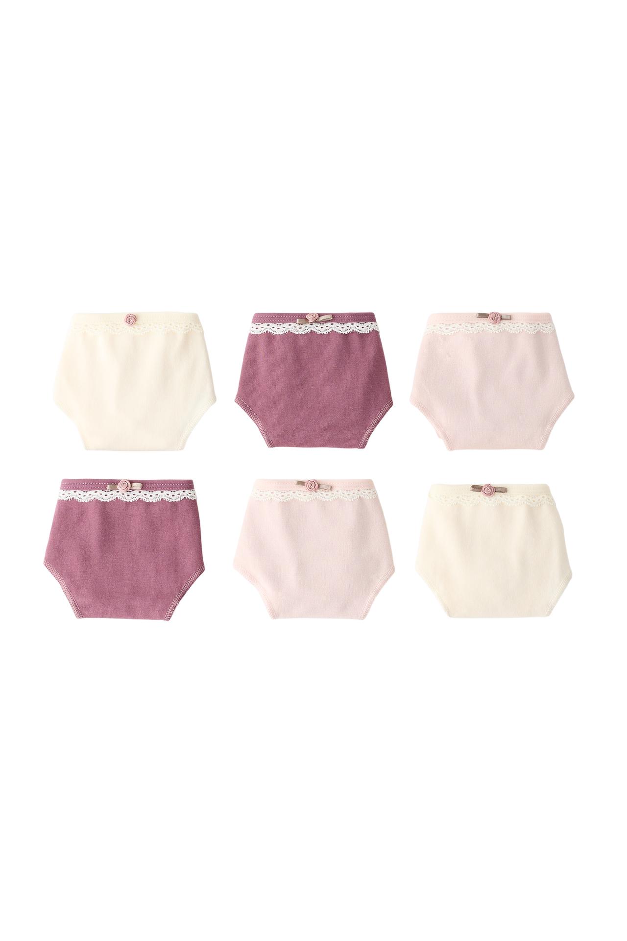 6-14 YEARS/ 6-PACK OF LACE AND FLOWER BRIEFS