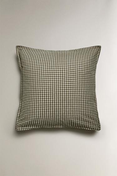 CHILDREN'S GINGHAM FLANNEL PILLOWCASE - Greenish by Zara - Image 1