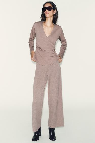 TOP AVEC FERMOIR LATÉRAL - Marron clair de Zara