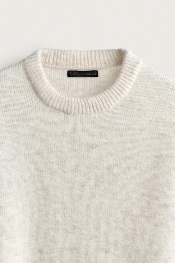 PULL TEXTURÉ AVEC LAINE - Blanc cassé de Zara - Image 8