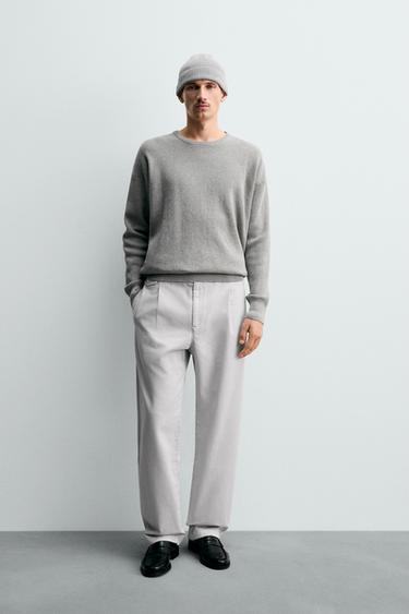 Zara TEXTURED COTTON SWEATER - Gray marl - Image 0