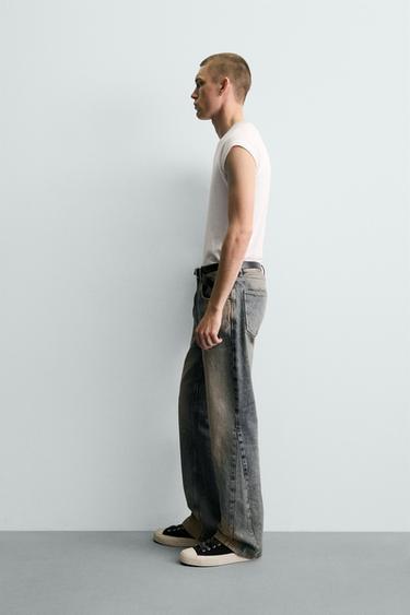 STAINED WASH FLARE FIT JEANS - Ink blue by Zara - Image 4