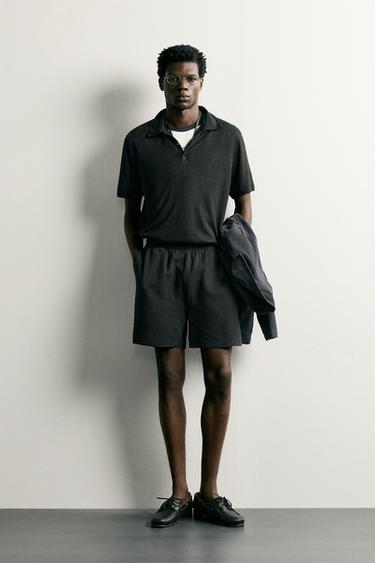 BERMUDA REGULAR FIT SEERSUCKER CONFORT - Gris anthracite de Zara