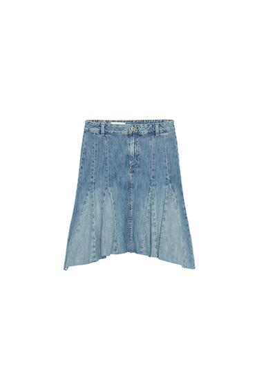 TRF DENIM GODET SKIRT - Blue by Zara