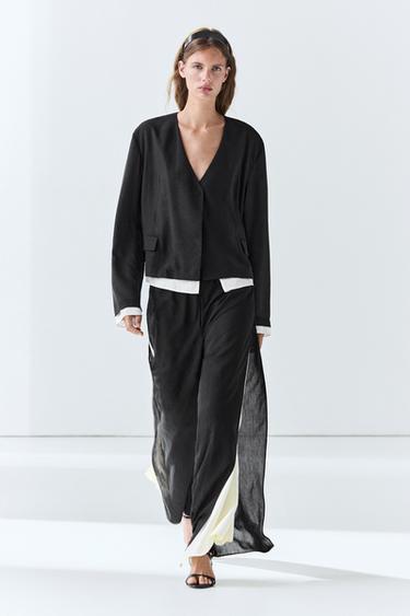 Zara Contrast double jacket for a complete look - Black - Image 0