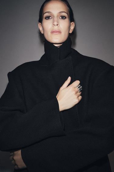 MANTEAU EN MÉLANGE DE LAINE ZW COLLECTION - Noir de Zara - Image 6