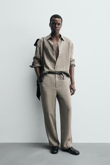 CHEMISE 100 % LIN DÉLAVÉ - Vison de Zara - Image 0