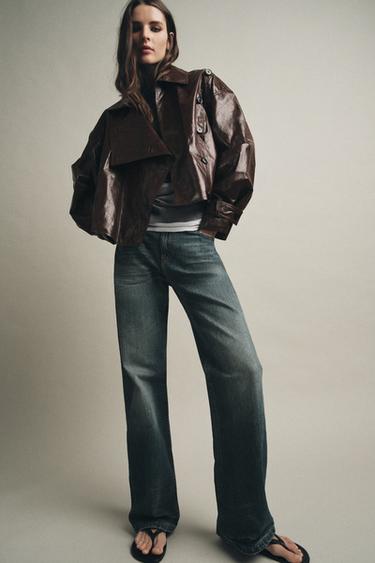 Zara ZW COLLECTION SHINY JACKET - Dark brown - Image 0