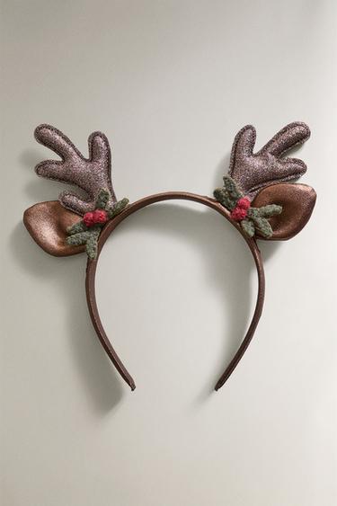 CHILDREN'S CHRISTMAS REINDEER HEADBAND - بني الخاص بـ Zara