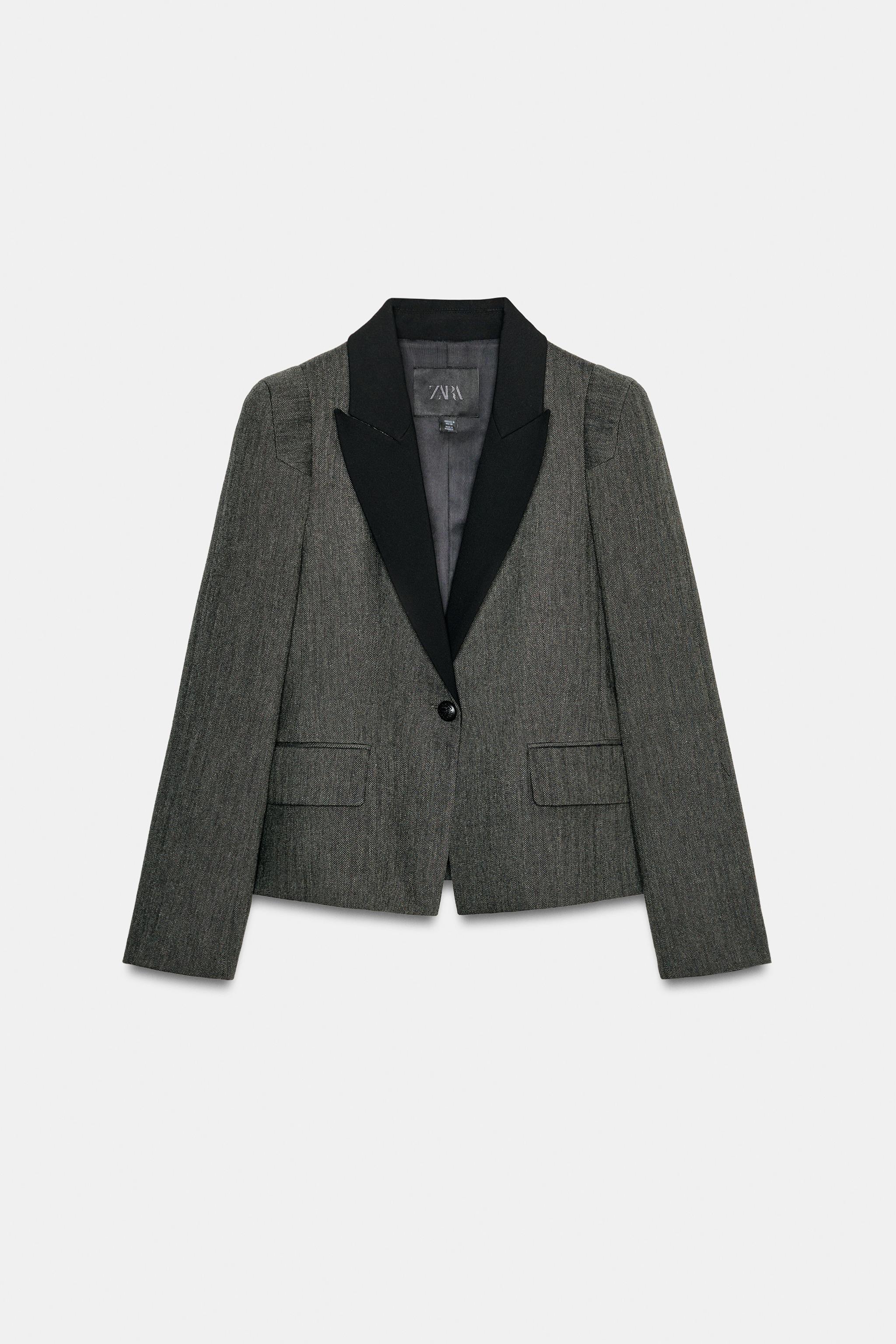 COMBINATION HERRINGBONE BLAZER ZW COLLECTION - Dark gray | ZARA