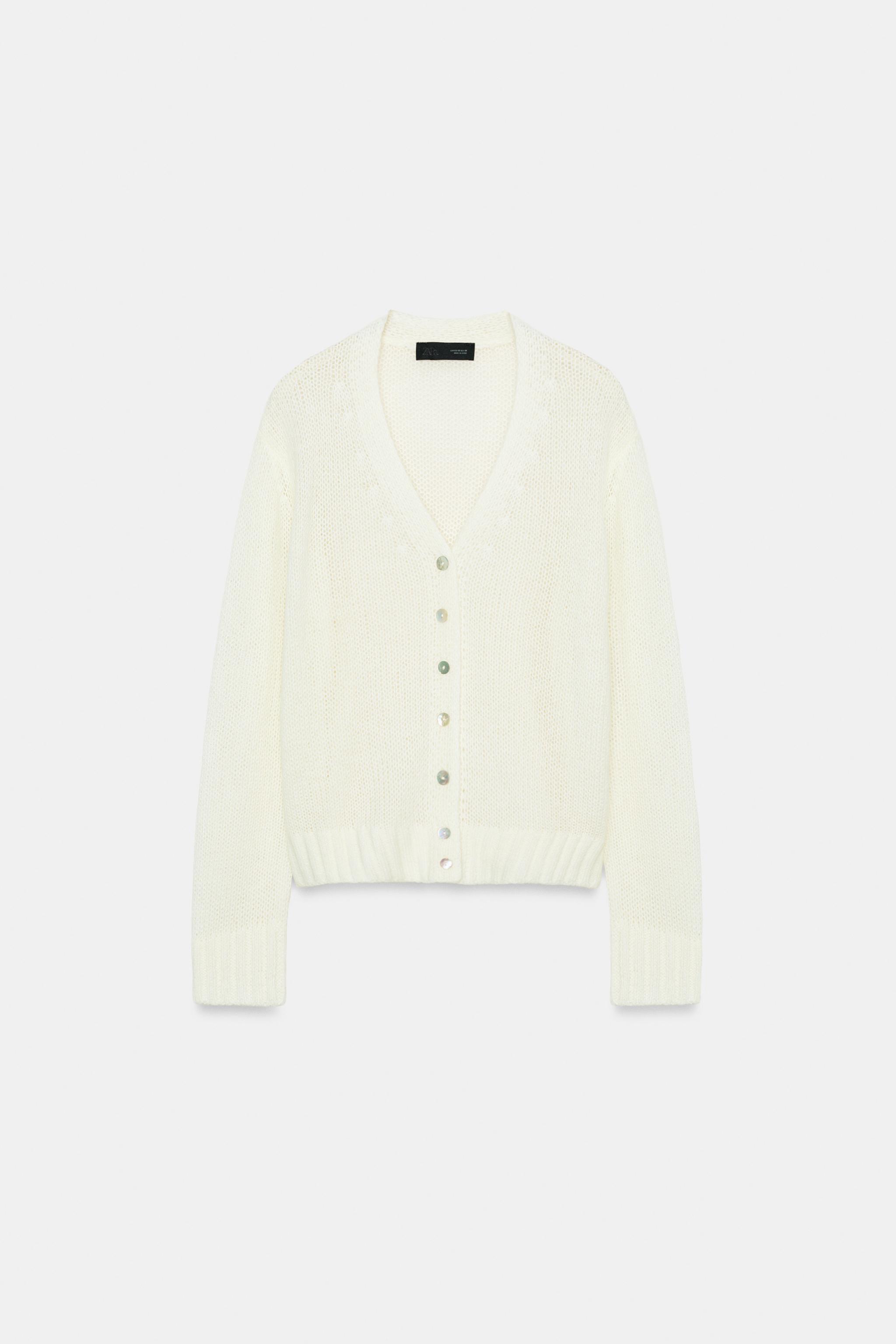 V-NECK KNIT CARDIGAN - Ecru | ZARA United States