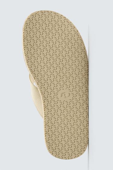 LEATHER STRAPPY SANDALS - Ecru White by Zara - Image 3