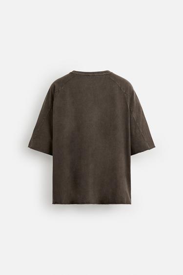 WASHED RELAXED FIT T-SHIRT - Brown by Zara - Image 8
