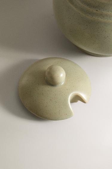STONEWARE SUGAR BOWL - GREENISH by Zara - Image 3