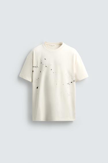 CAMISETA SALPICADURAS PINTURA - Blanco roto de Zara