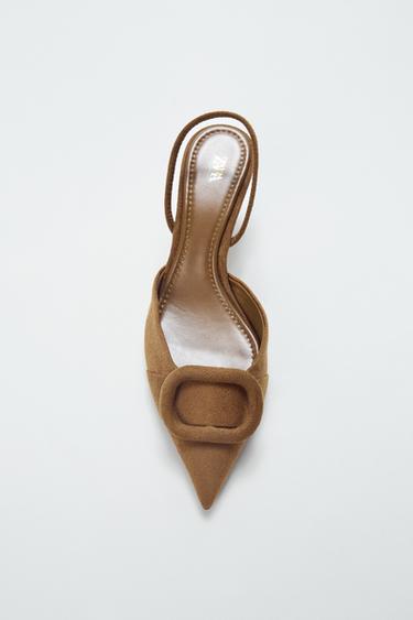 Zara SLINGBACK APPLIQUÉ HEELS - Brown