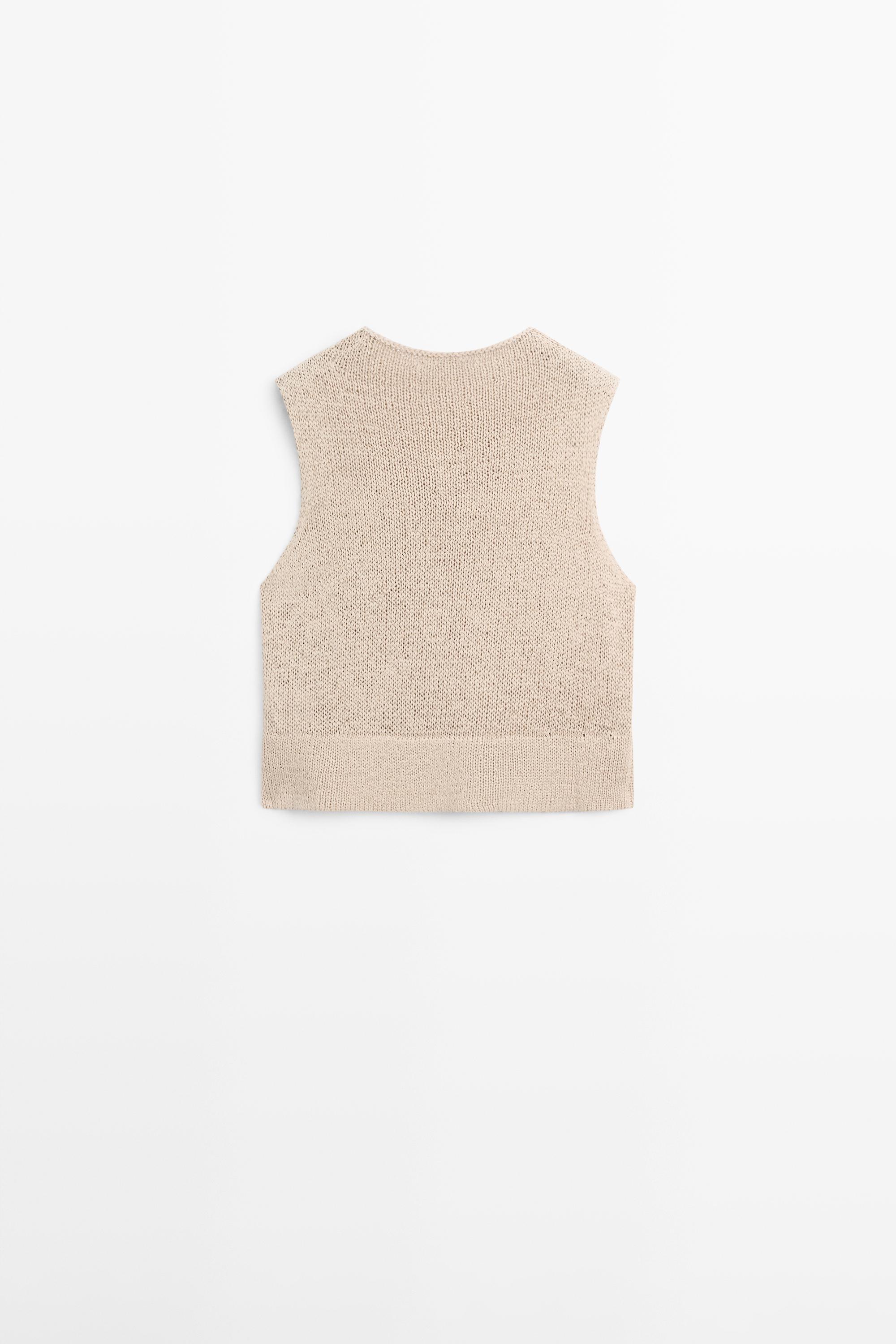 Linen blend knit top