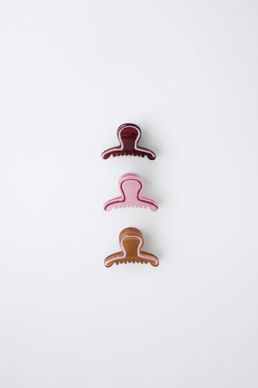 Zara 3-PACK COLOR-BLOCK HAIR CLIPS - Multicolored