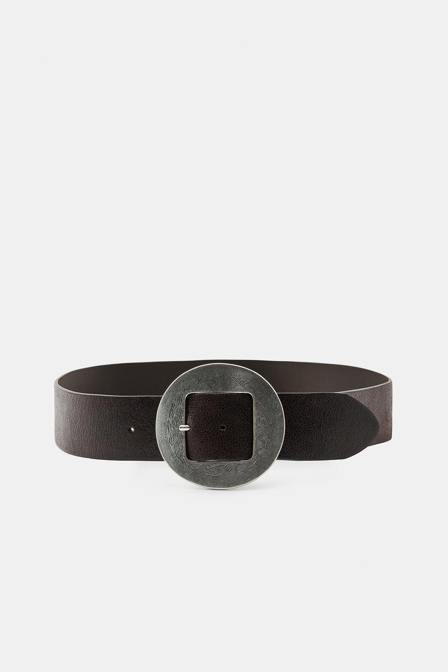 Женский ремень Zara 100% Leather with Round Buckle, цвет: Коричневый — фото 3