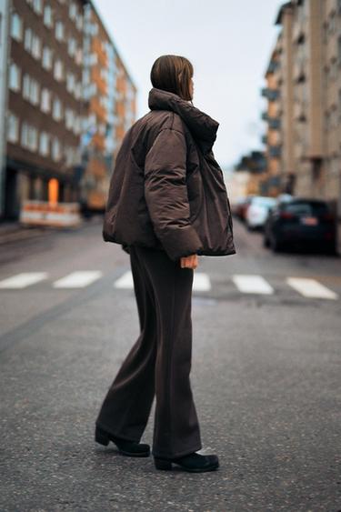 SHORT QUILTED ANORAK WITH WATER AND WIND PROTECTION - Brown by Zara - Image 4