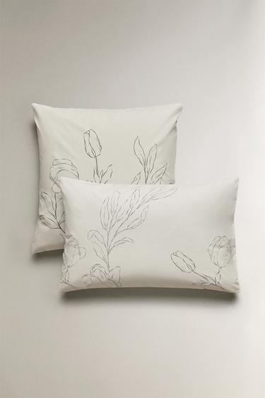 Zara FLORAL PRINT PILLOWCASE - Ecru - Image 0