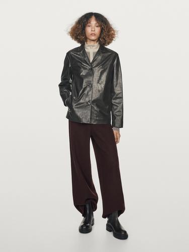 Zara Wool blend straight-leg trousers - Dark brown