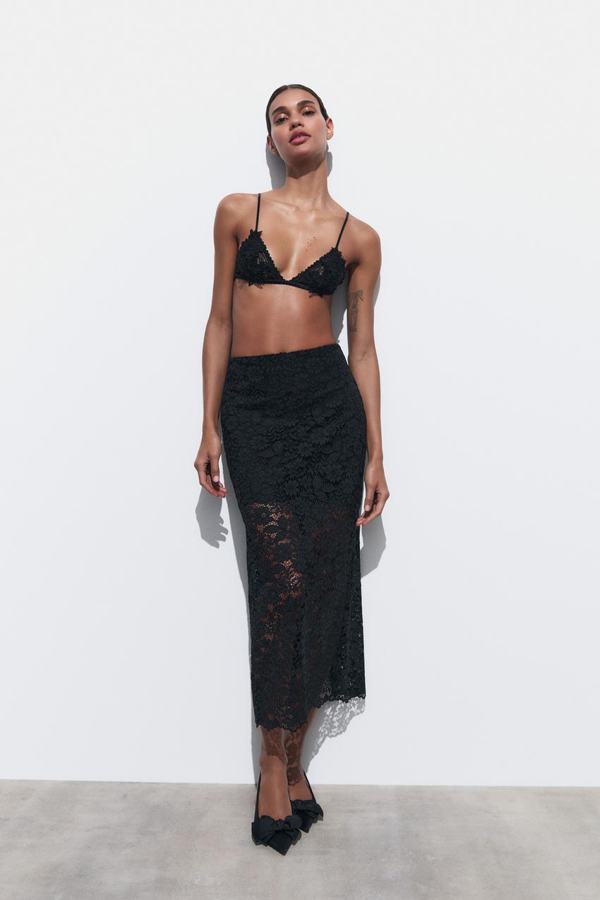 Romantic Date Black Lace Skirt