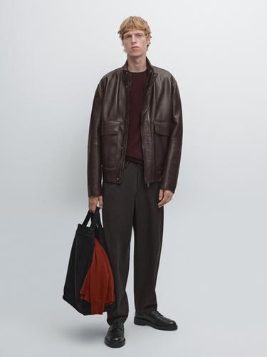 Zara Houndstooth wool blend trousers - Brown - Image 0