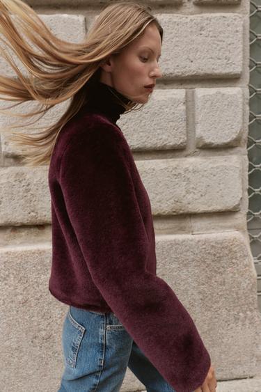 DOUBLE-FACED JACKET WITH TOGGLES - Burgundy by Zara - Image 4