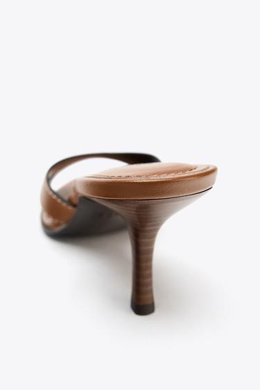 HIGH-HEEL SANDALS WITH TOPSTITCHING - Brown by Zara - Image 4