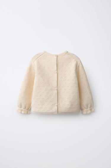 PULL AJOURÉ ET POMPONS - Écru de Zara - Image 1