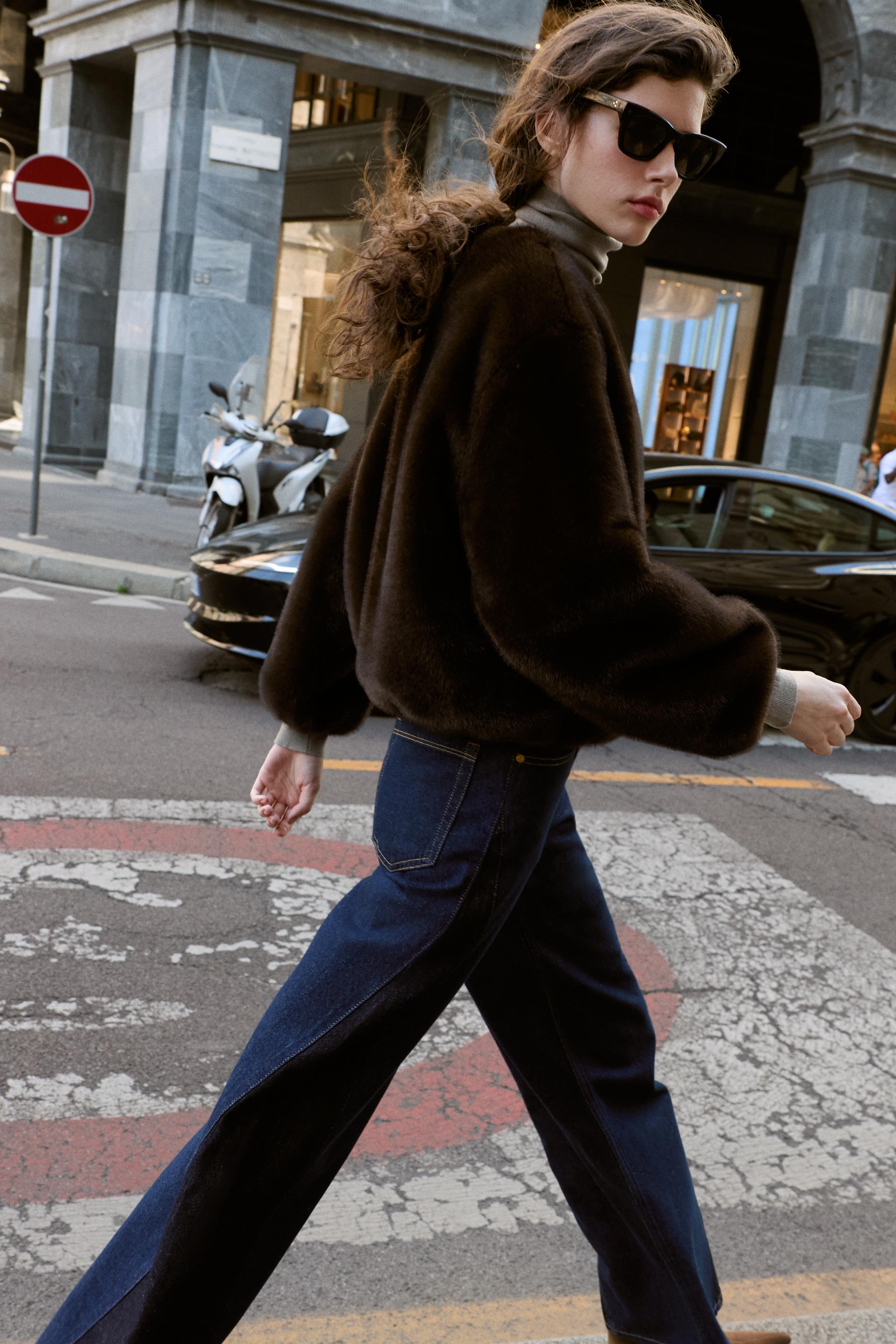 フェイクファーボンバージャケット - ダークブラウン | ZARA Japan / 日本