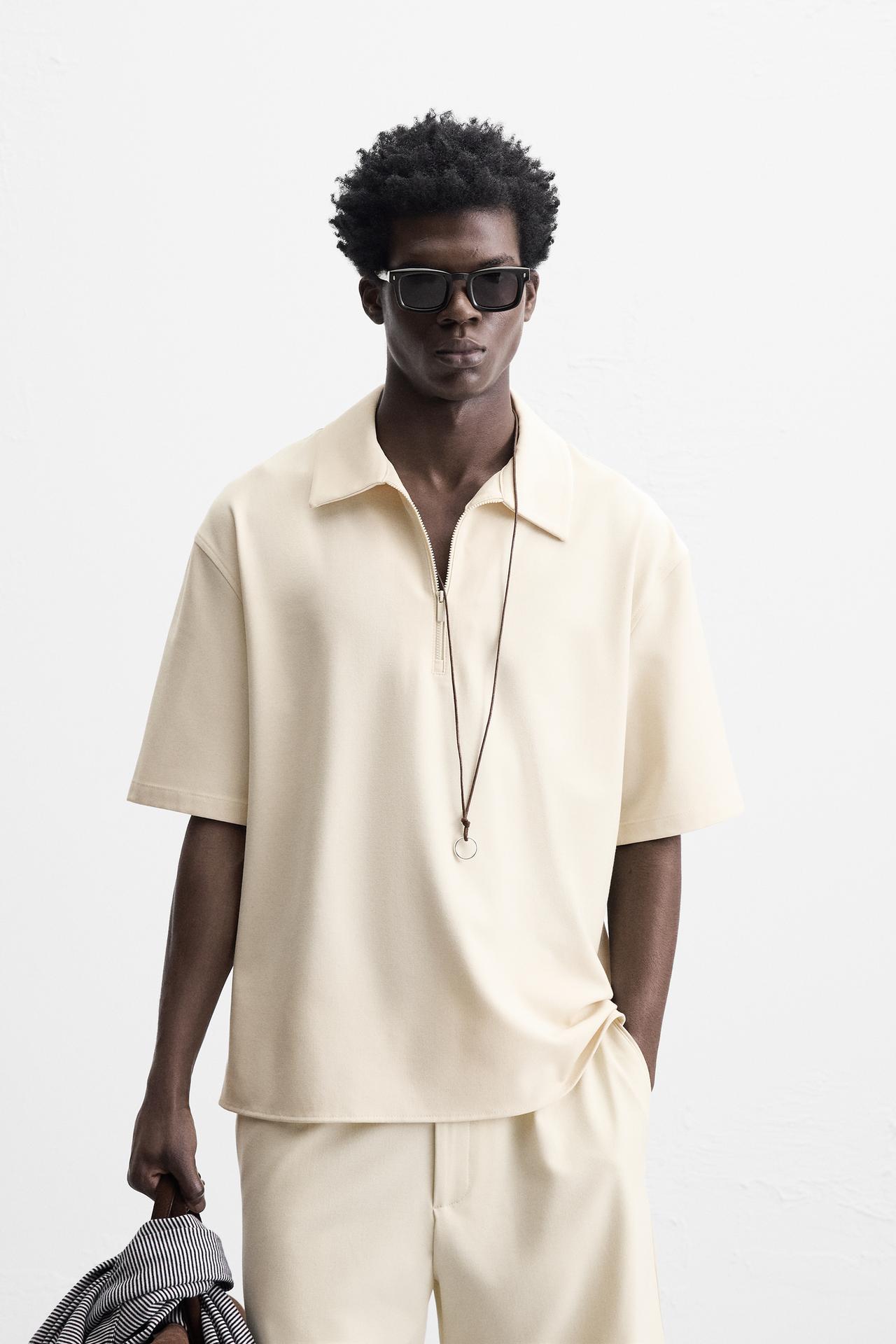 COMFORT ZIP POLO SHIRT - Ecru by Zara