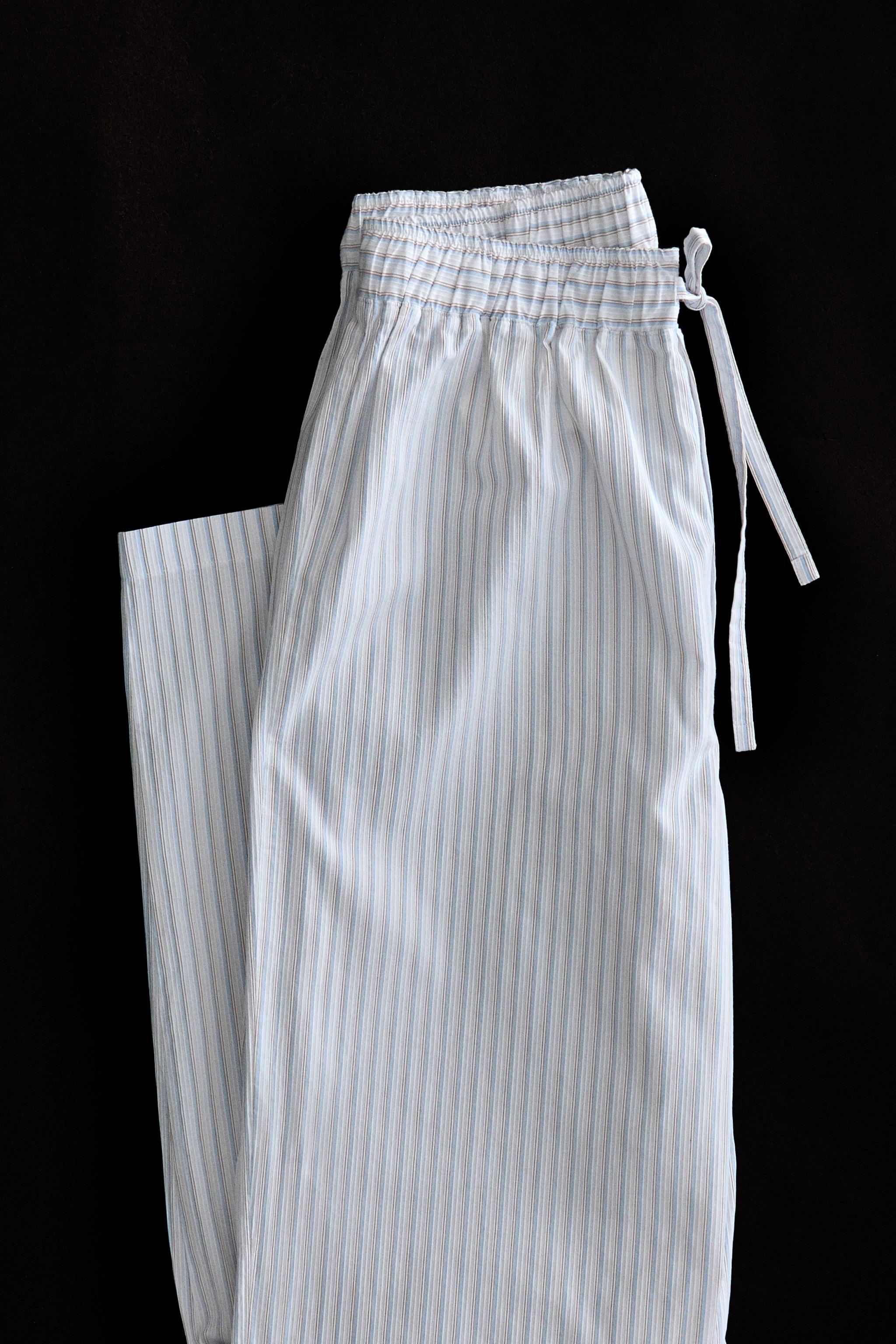 PANTALON EN COTON À RAYURES POPELINE