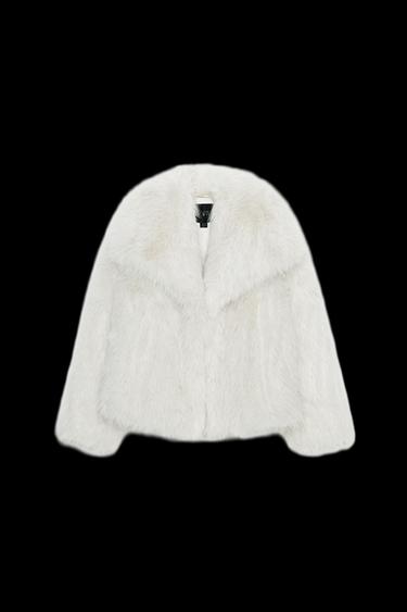 Zara ZW COLLECTION FAUX FUR JACKET - Ecru