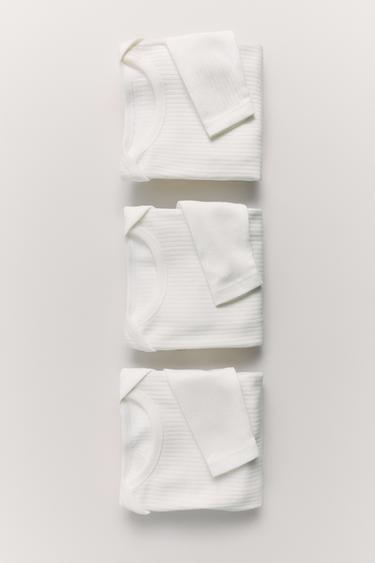 6 MONTHS-3 YEARS/ 3-PACK OF LONG SLEEVE BODYSUITS - Oyster-white by Zara