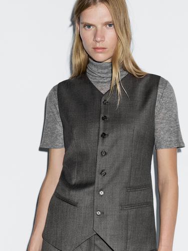 Chaleco traje 100% lana - Negro oro de Zara