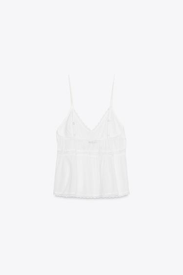 TOP GAZE DENTELLE - Blanc de Zara - Image 4