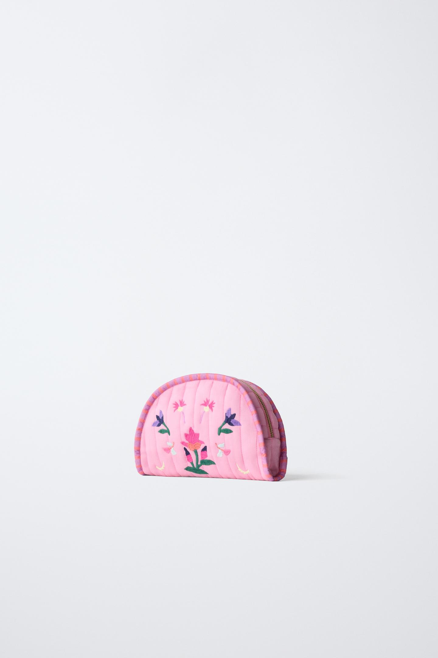 Детский несессер Zara Embroidered Floral Toiletry Bag, цвет: Розовый — фото 2