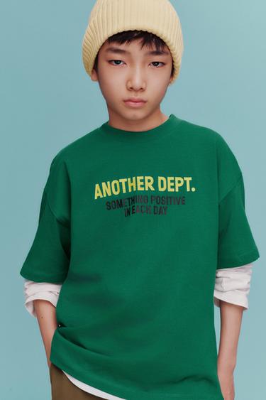 Zara 標語印花 T 恤 - 綠色