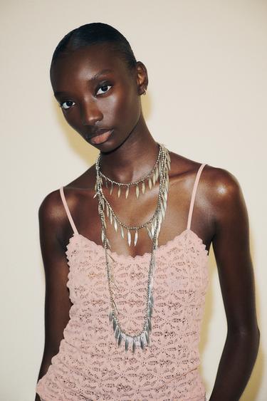 LACE STRAPPY TOP - Light pink by Zara