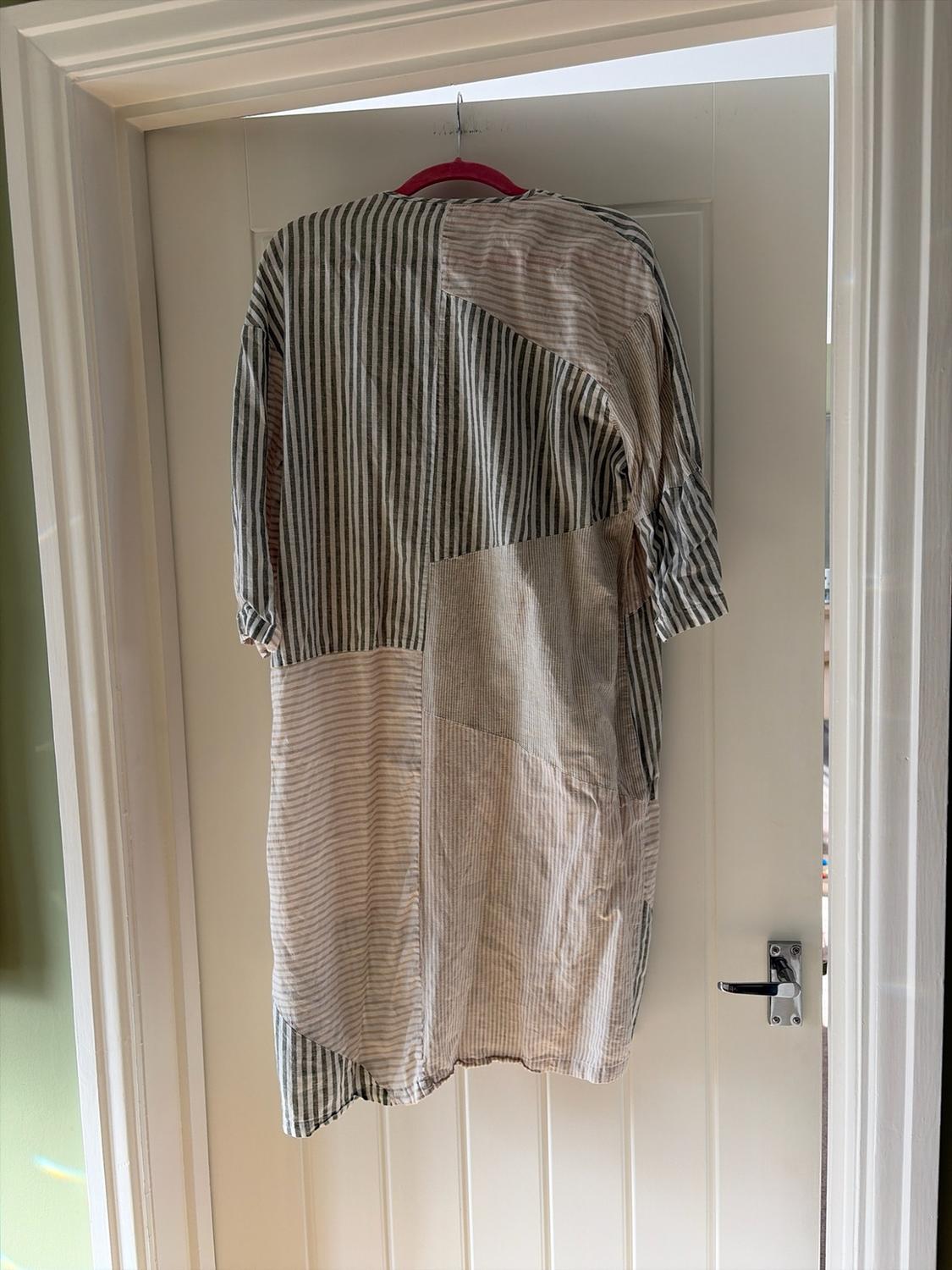 LINEN BLEND PATCHWORK KAFTAN DRESS - Image 3