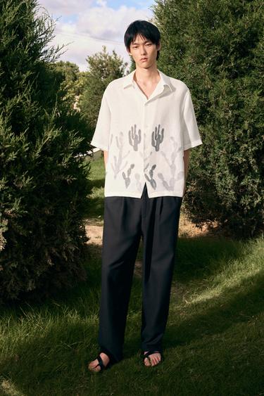 Zara 休閒版打褶長褲 - 黑色