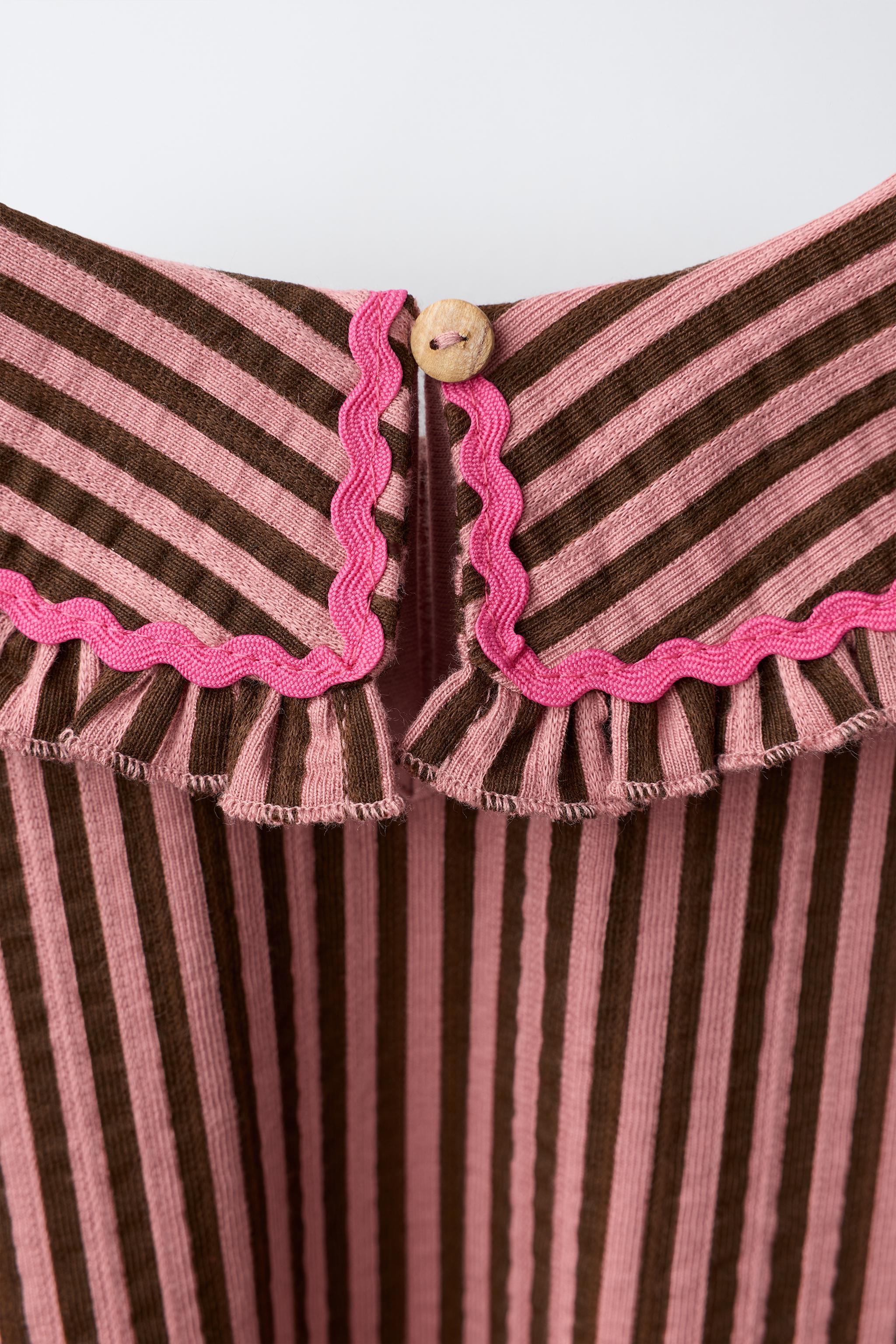 Детские платья Zara STRIPED PETER PAN COLLAR DRESS — фото 4