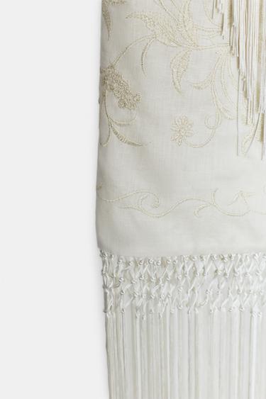 100% LINEN EMBROIDERED MIDI SKIRT ZW COLLECTION - Ecru by Zara - Image 5