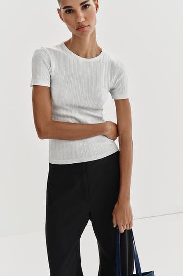 METALLIC THREAD RIB KNIT TOP - Silver by Zara - Image 3