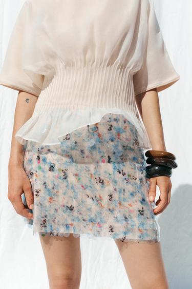 SEQUIN MINI SKIRT - Ecru / Blue by Zara - Image 1