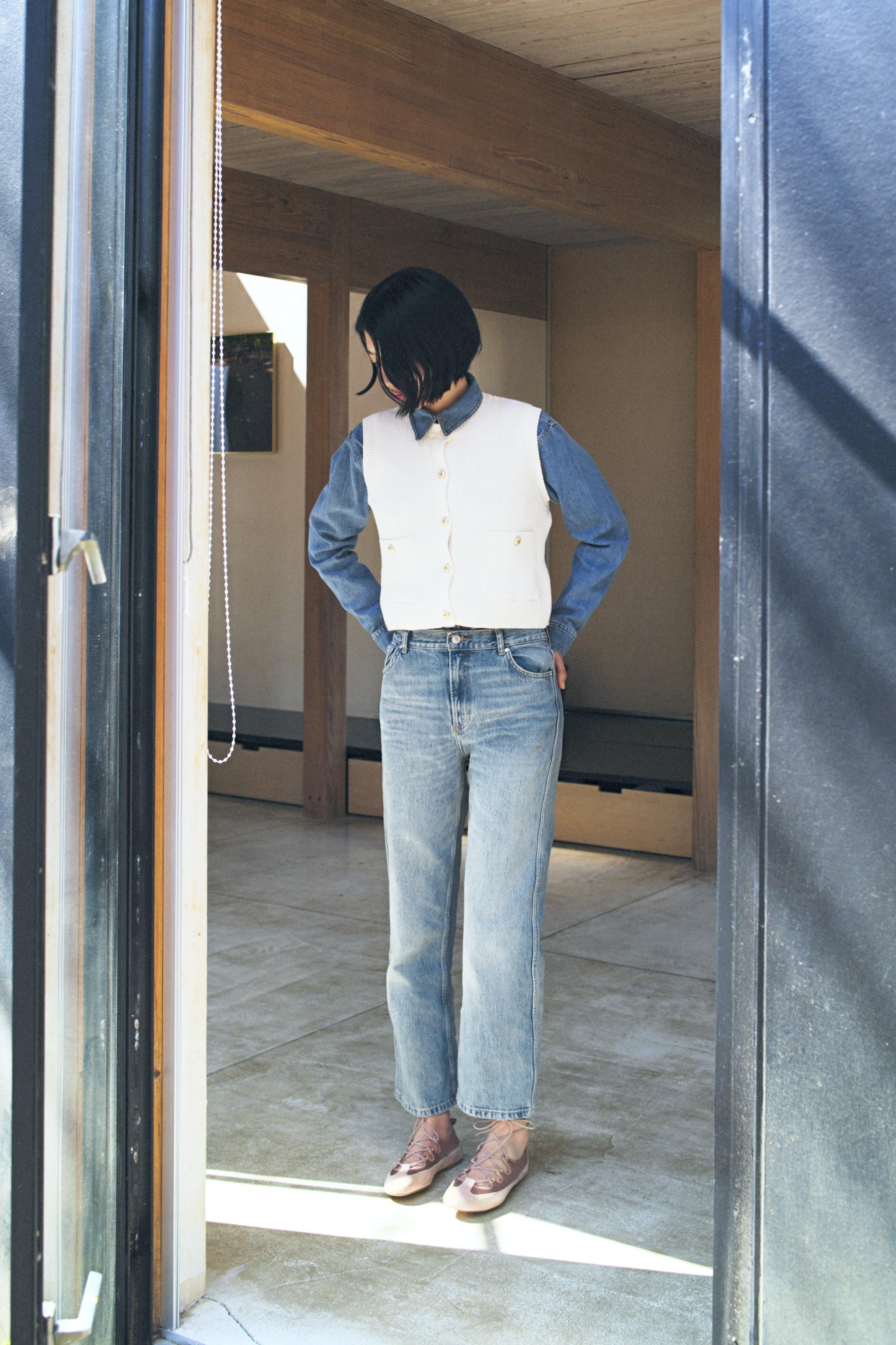 【AREA】クリスタル装飾のハイライズストレートジーンズ ハイライズルーズストレート（2色展開）_16163257 | C.C.CROSS