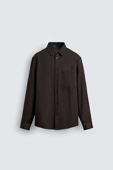 FLOWING SHIRT WITH POCKET - Brown by Zara